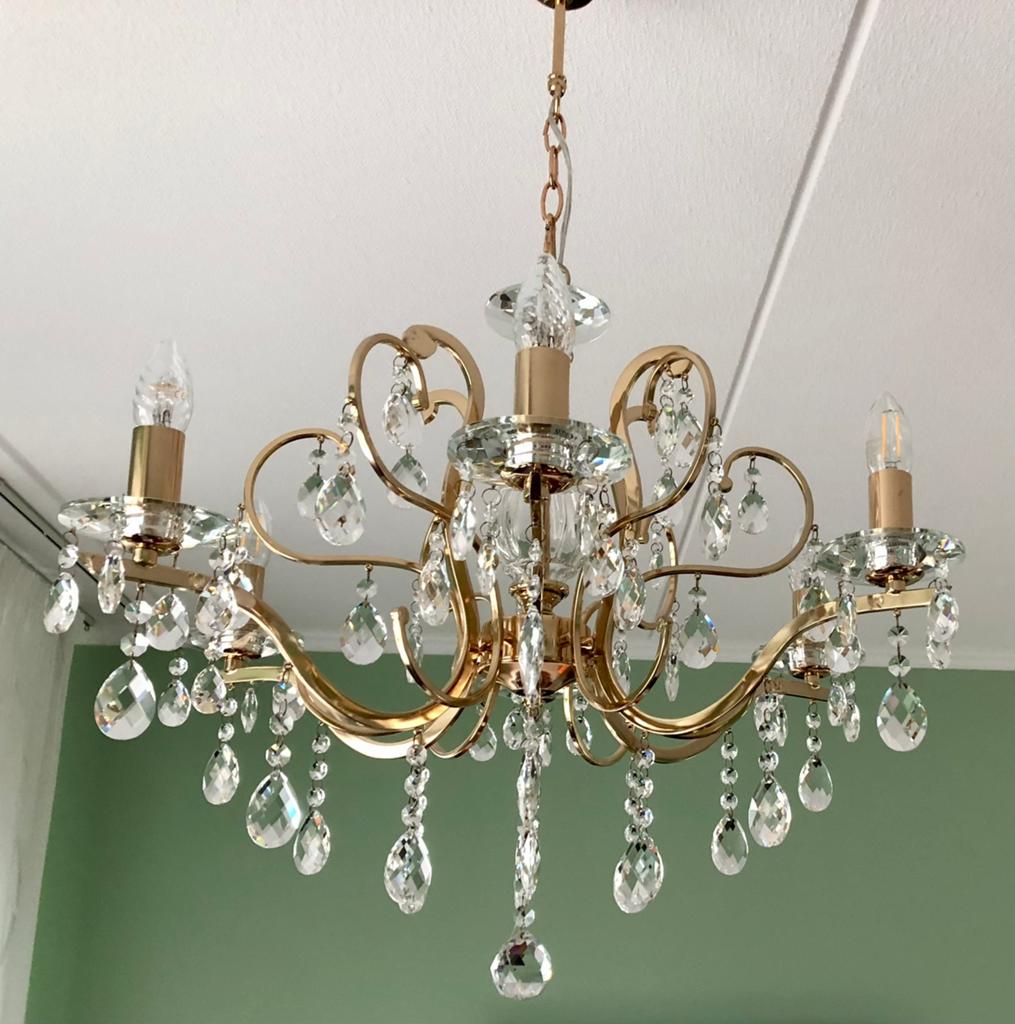 Italiaanse Kroonluchter, Huis en Inrichting, Lampen | Kroonluchters, Ophalen, Zo goed als nieuw, Glas, Moderne klassiek