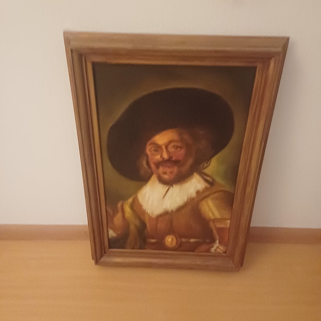 Olieverfschilderij in frans hals style, Antiek en Kunst, Kunst | Schilderijen | Klassiek, Ophalen, Doek, Portret of Personen, Expressionistisch