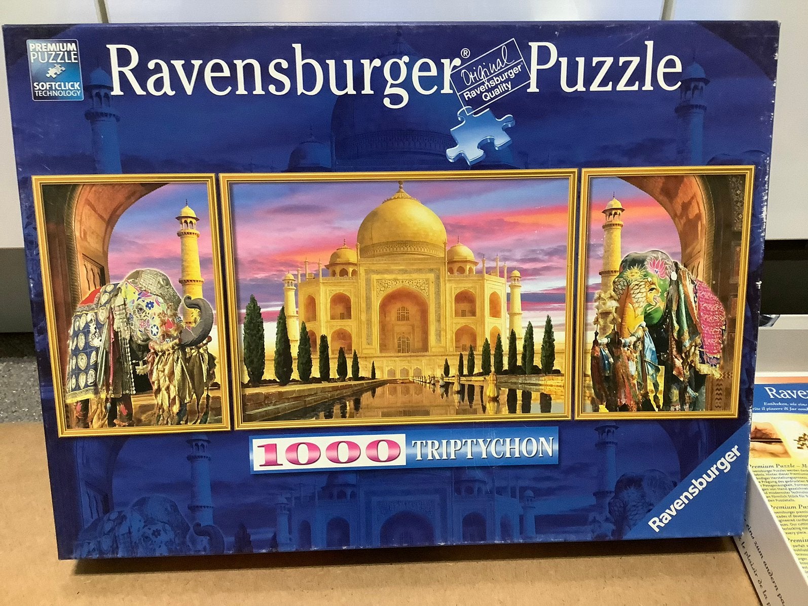 Puzzel India drieluik triptychon Taj Mahal tempel olifanten, Ophalen of Verzenden, 500 t/m 1500 stukjes, Zo goed als nieuw, Legpuzzel