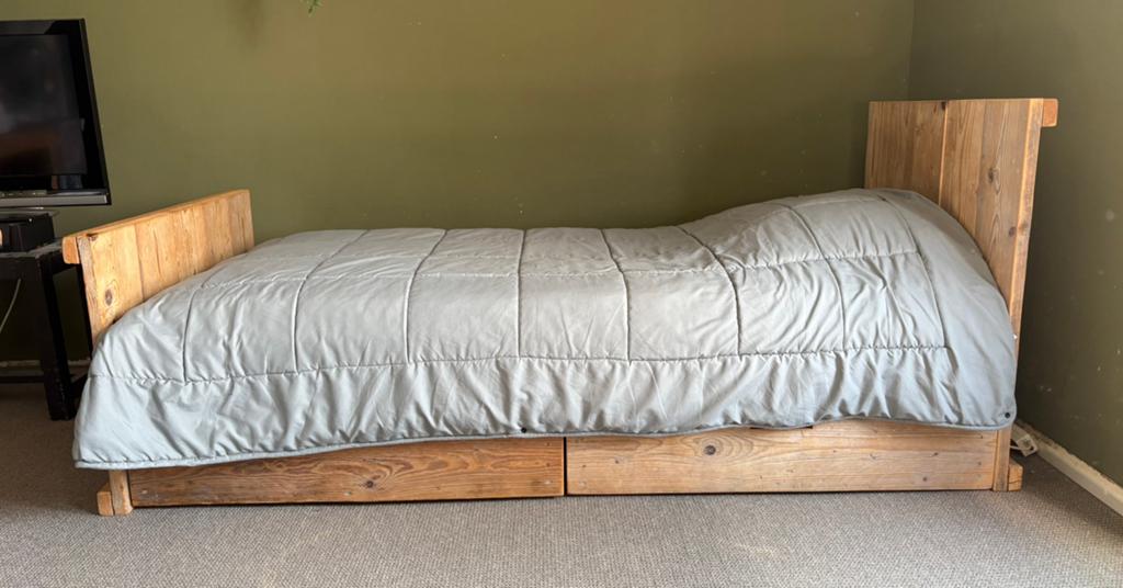 Steigerhouten bed, Ophalen, Gebruikt, Eenpersoons