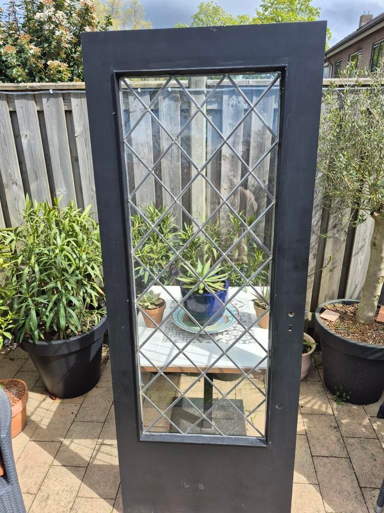 Nette glas in lood deur, 200x77 cm, overschilderbaar, Doe-het-zelf en Verbouw, Deuren en Horren, Ophalen