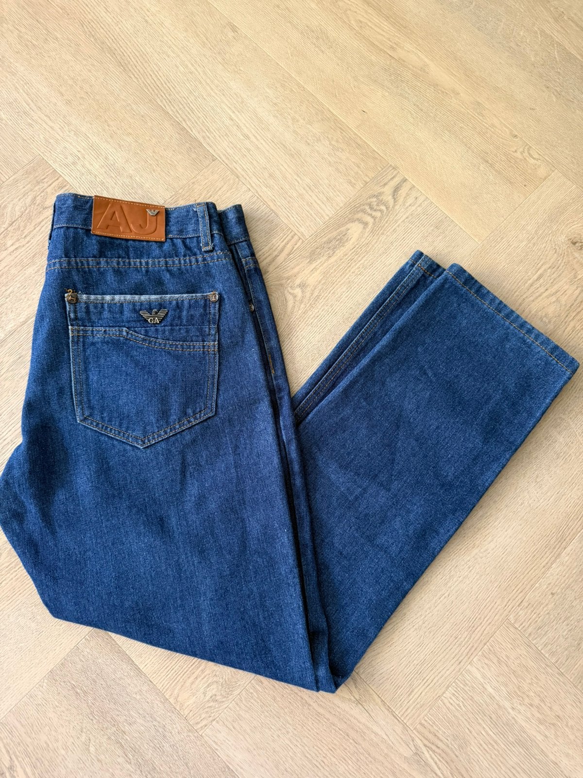 Vintage Giorgio Armani Jeans 34 – Blau – Straight Fit, Ophalen of Verzenden, Zo goed als nieuw, Blauw, W33 - W34 (confectie 48/50)