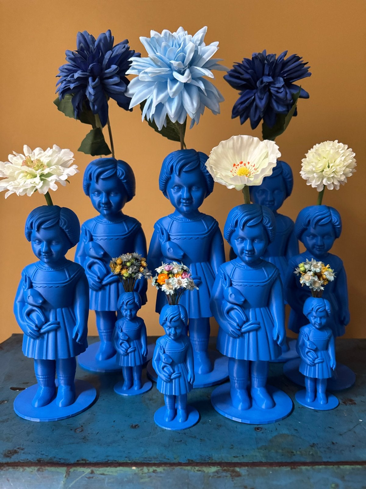 Clonette vaasjes - 3D-geprint met kunst- of droogbloemen, Kunststof, Meerkleurig, 3D-geprint, Nieuw