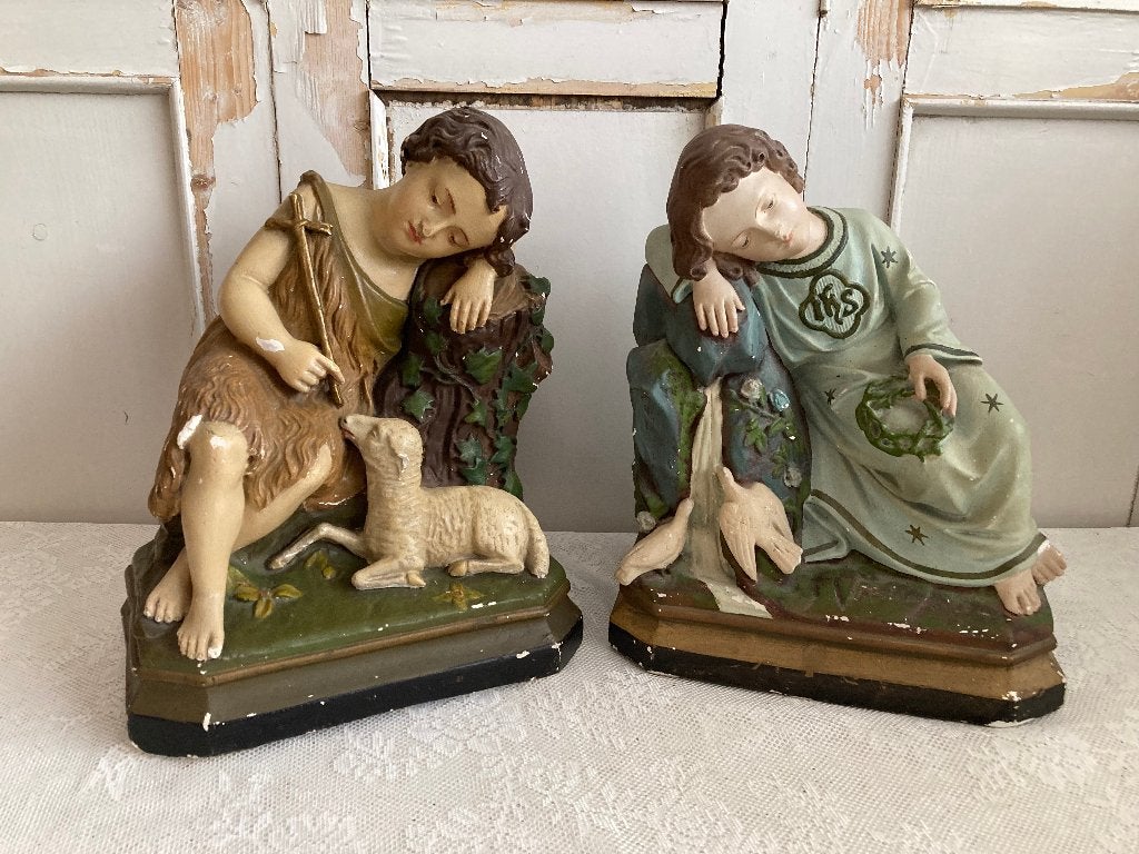 Brocante set beelden van Jezus en Janneke, Ophalen