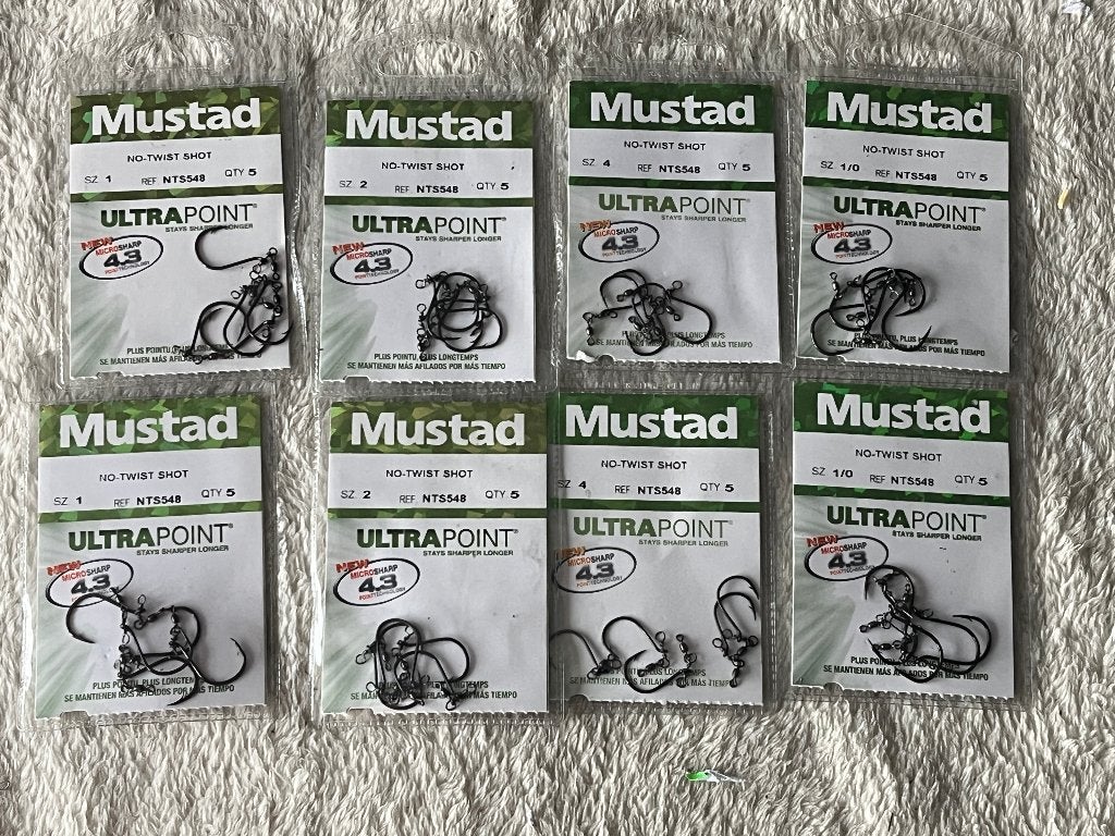 adv 284 / NIEUW serie 8 pakjes dropshothaken MUSTAD, Watersport en Boten, Hengelsport | Roofvissen, Ophalen of Verzenden, Nieuw