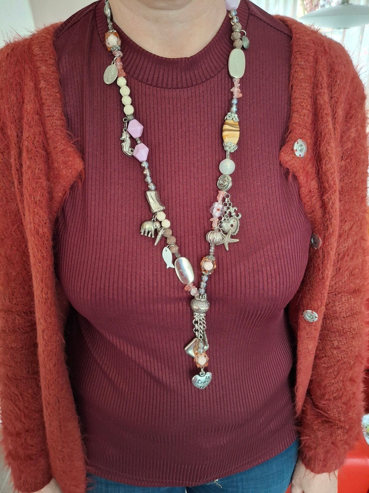 lange ketting, Ophalen of Verzenden, Overige materialen, Ketting