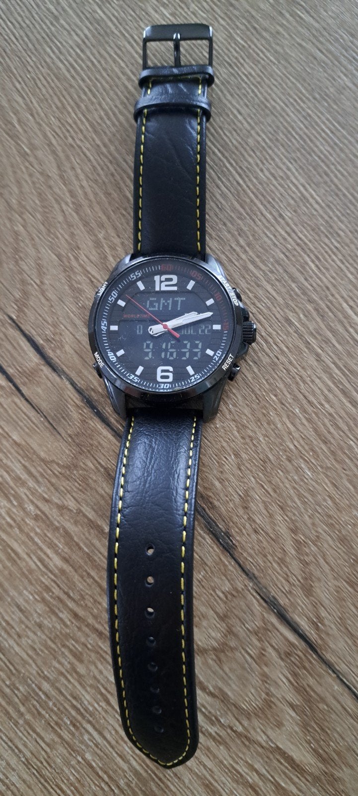 pulsar horloge analoog en digitaal PZ4, Overige merken, Leer, Staal, Polshorloge