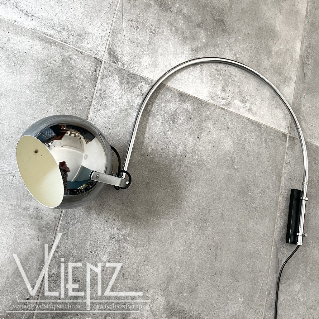 Vintage, Midcentury, space age booglamp wandlamp bol, Verzamelen, Ophalen, Huis en Inrichting