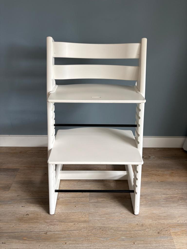 Stokke Tripp Trapp meegroeistoel wit, Ophalen, Gebruikt, Meegroeistoel, Aanschuifbaar