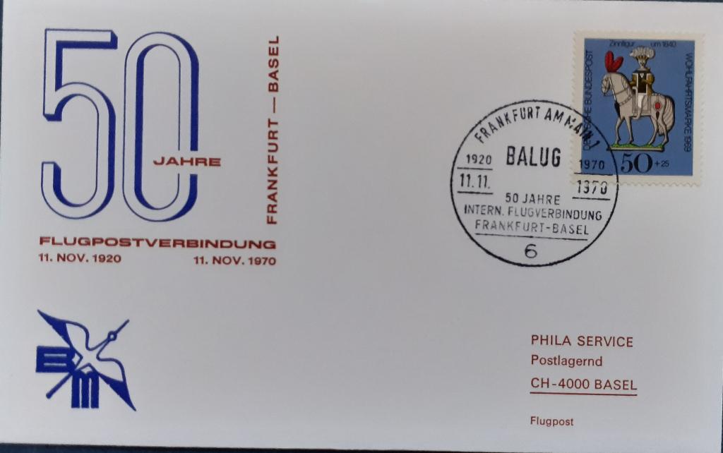 Luchtpost Duitsland Frankfurt - Basel, Ophalen of Verzenden, Envelop