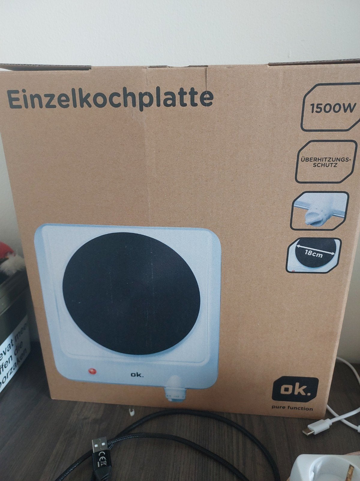 OK. Enkele Kookplaat 1500W - Zo goed als nieuw, Witgoed en Apparatuur, Kookplaten, Ophalen, Zo goed als nieuw, Elektrisch