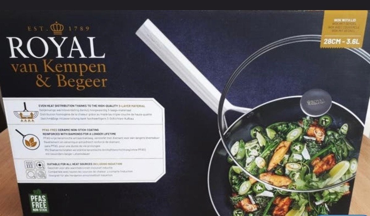 Royal van Kempen & Begeer Wokpan 28cm - PFAS-vrij, Huis en Inrichting, Keuken | Potten en Pannen, Overige materialen, Antiaanbaklaag