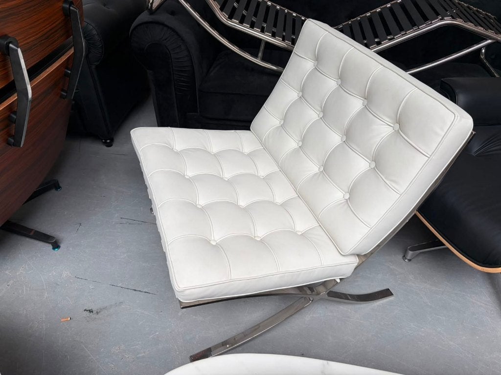 Barcelona chair Wit leer - Showroom model - uitverkoop, Barcelona Chair, MeubelCasa, 75 tot 100 cm, Ophalen of Verzenden