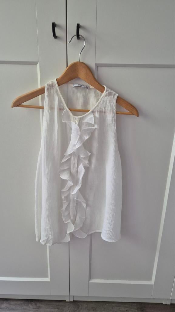Mango wit topje met ruches, maat L, Kleding | Dames, Tops, Mango, Wit, Maat 42/44 (L), Ophalen of Verzenden