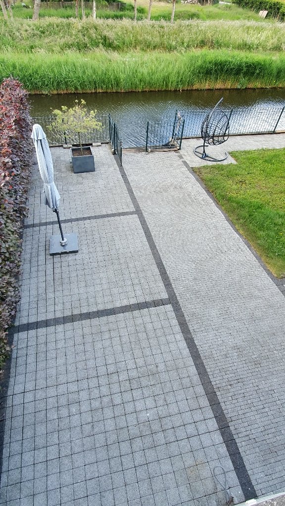 +-110m2 Strakke tuintegels klinkers antraciet/grijs, Tuin en Terras, Tegels en Klinkers, Ophalen, Gebruikt, Klinkers, 10 m² of meer