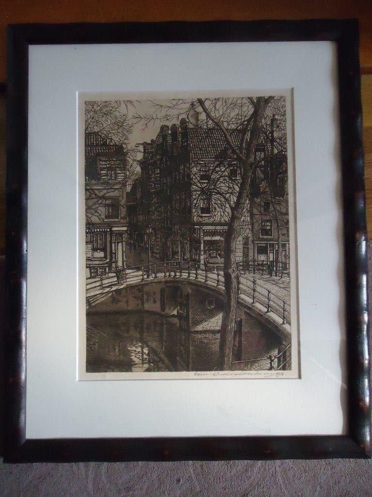 Cornelis Brandenburg - Amsterdam - Herengracht, Antiek en Kunst, 49 cm, Ingelijst, Ets, Stadsgezicht