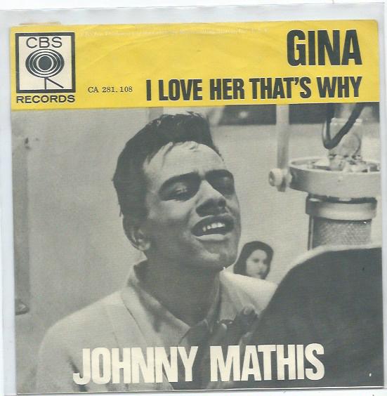 Johnny Mathis- Gina, Cd's en Dvd's, Vinyl Singles, Verzenden, 7 inch, Nederlandstalig, Fotohoes