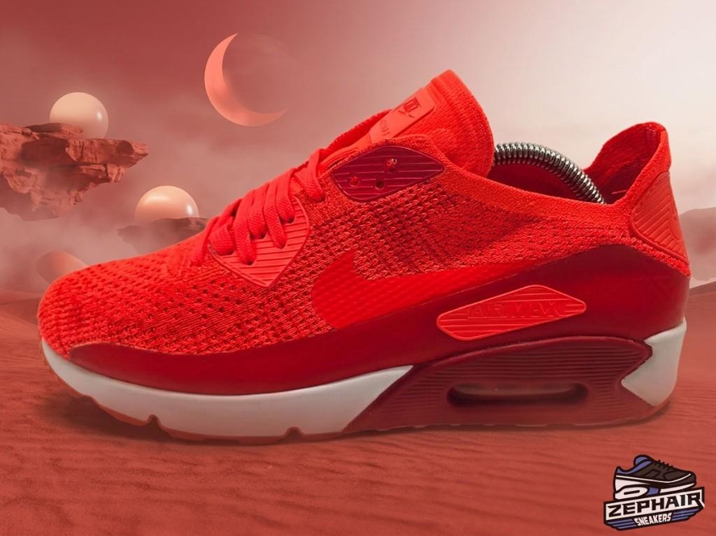 Nike Air Max 90 Ultra Flyknit 'Bright Crimson' EU45 2017, Kleding | Heren, Schoenen, Gedragen, Sneakers of Gympen, Overige kleuren