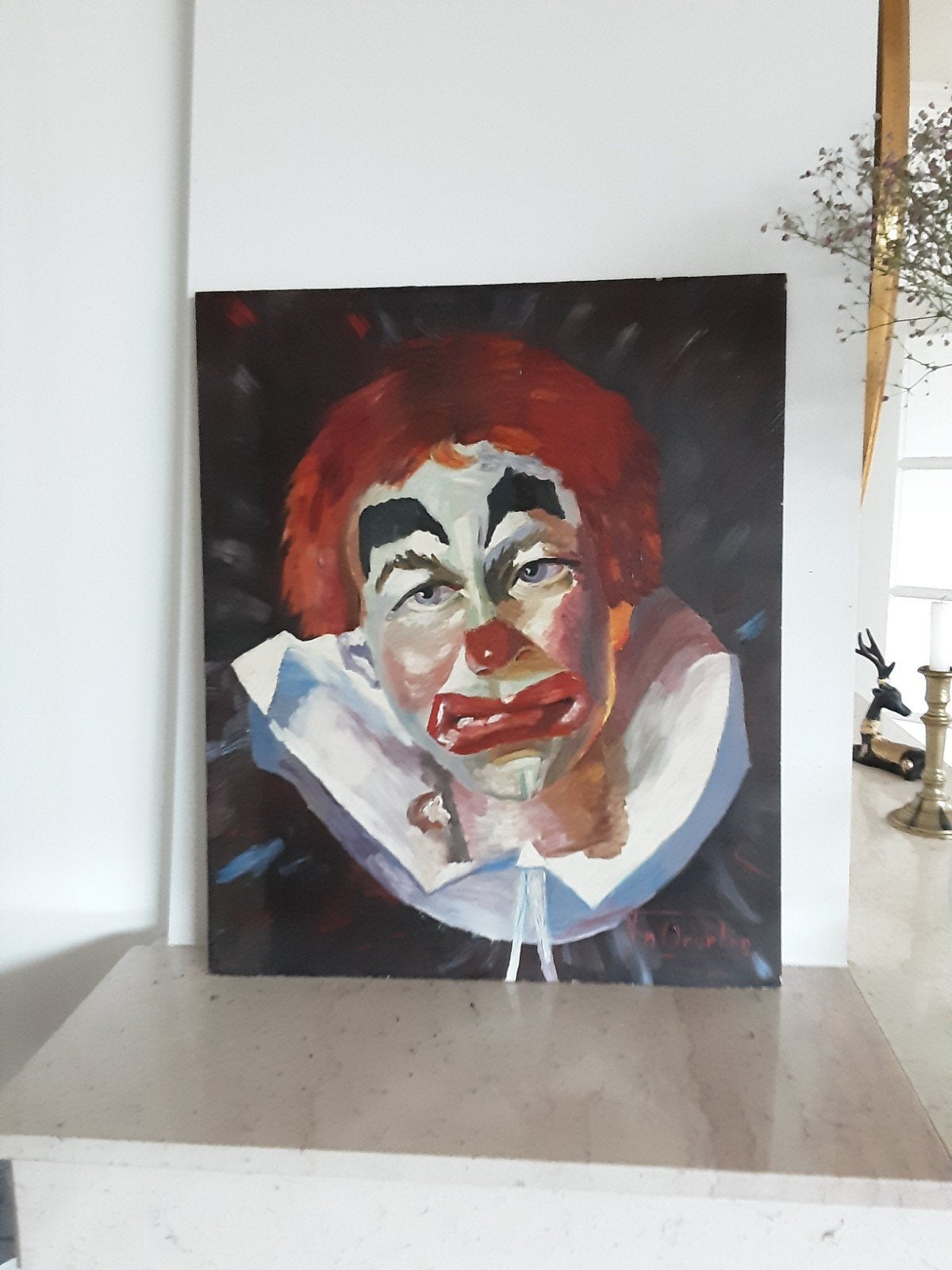 schilderij met clown, Ophalen