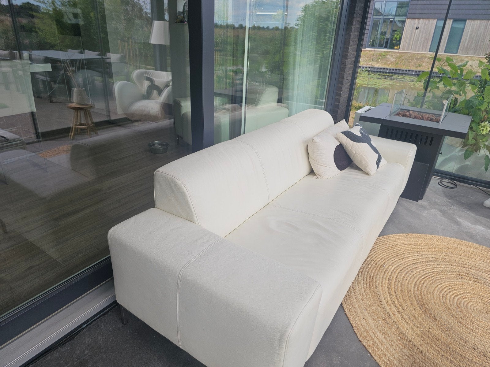 Bert Plantagie Leren bank met evt.fauteuil - Zg.a.n., Modern en comfortabel, Driepersoons, Ophalen of Verzenden, Zo goed als nieuw