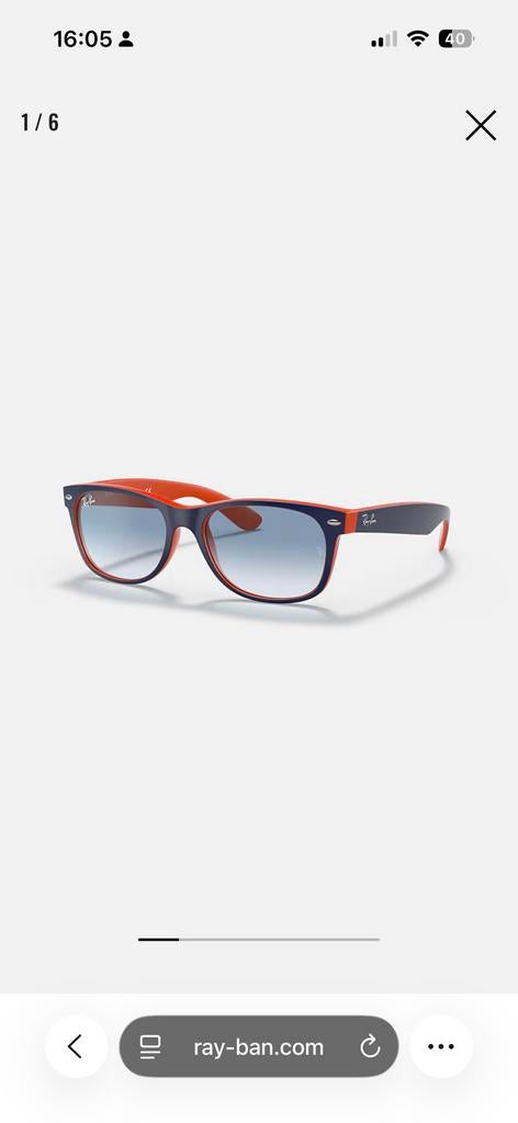 Rayban New Wayfarer zonnebril als nieuw, Ophalen of Verzenden, Zo goed als nieuw, Blauw, Ray-Ban