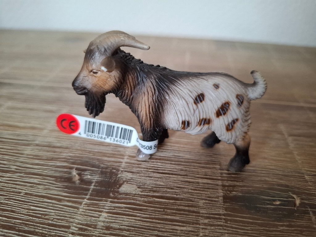 Schleich 13602 dwerg geit bok wit / bruin met label, Ophalen of Verzenden, Zo goed als nieuw