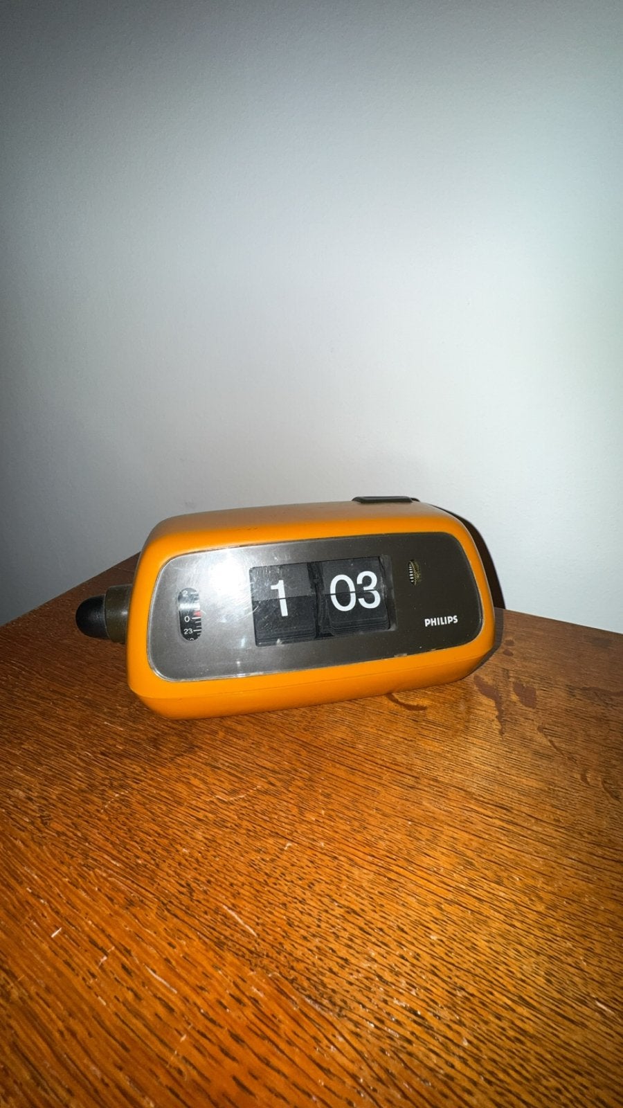 Vintage Philips wekkerradio - Oranje flipklok, Ophalen of Verzenden