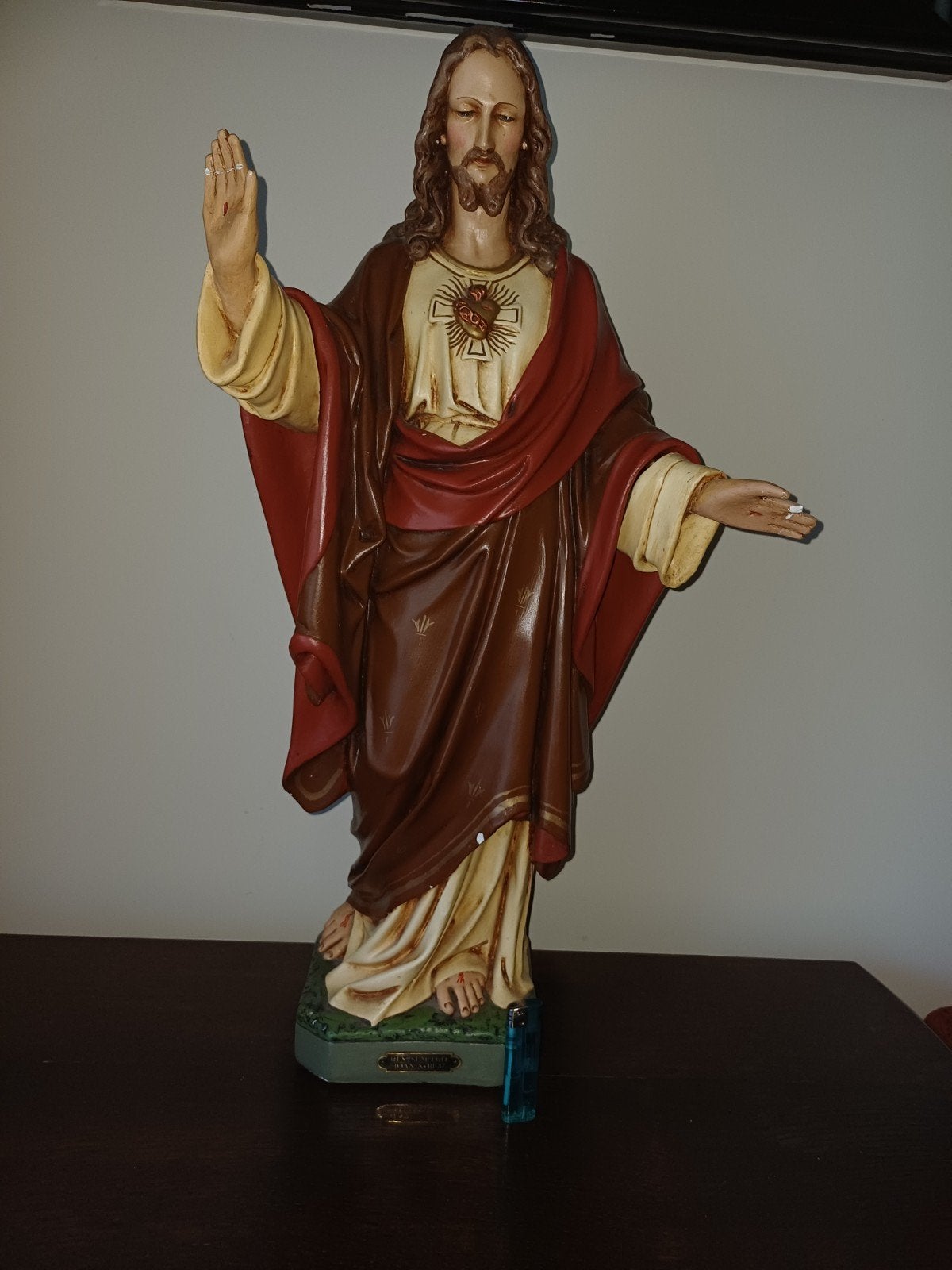 Groot Jezusbeeld - Heilig Hart - 69cm hoog, Antiek en Kunst, Ophalen of Verzenden