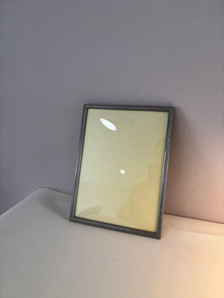 Vintage 60s verzilverde fotolijst bolglas 23 x 18 cm, *, Gebruikt, Verzenden, *