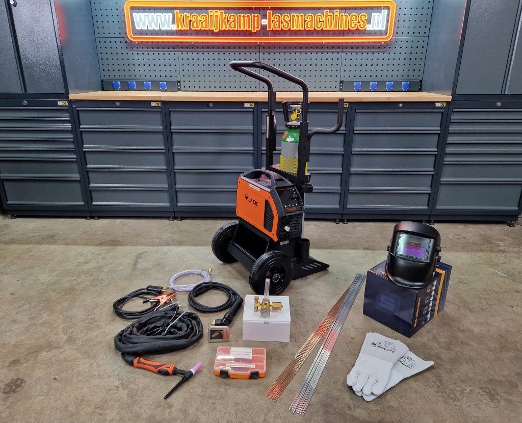 Compleet pakket! Jasic EVO TIG200P PFC DC pulse 230v, Ophalen of Verzenden, Nieuw, 150 tot 250 ampère, Tig