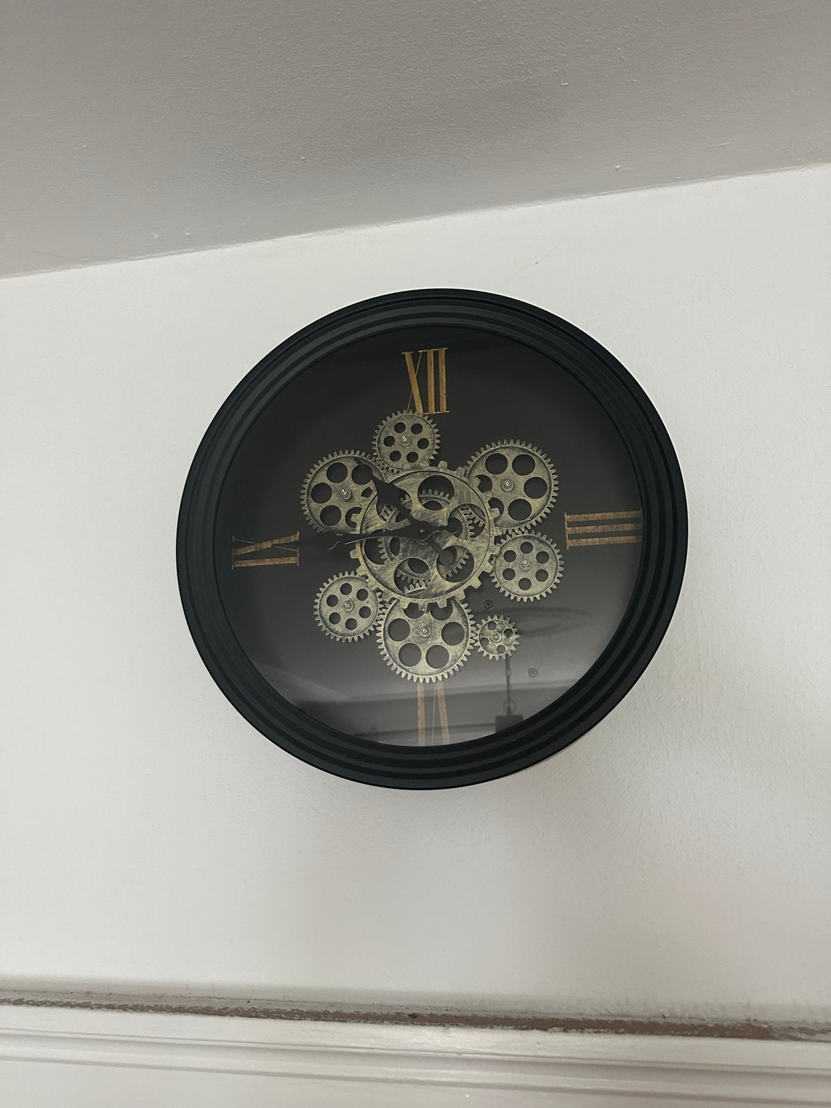 Industriële zwarte wandklok, Wandklok, Zichtbaar uurwerk, Analoog, Ophalen of Verzenden