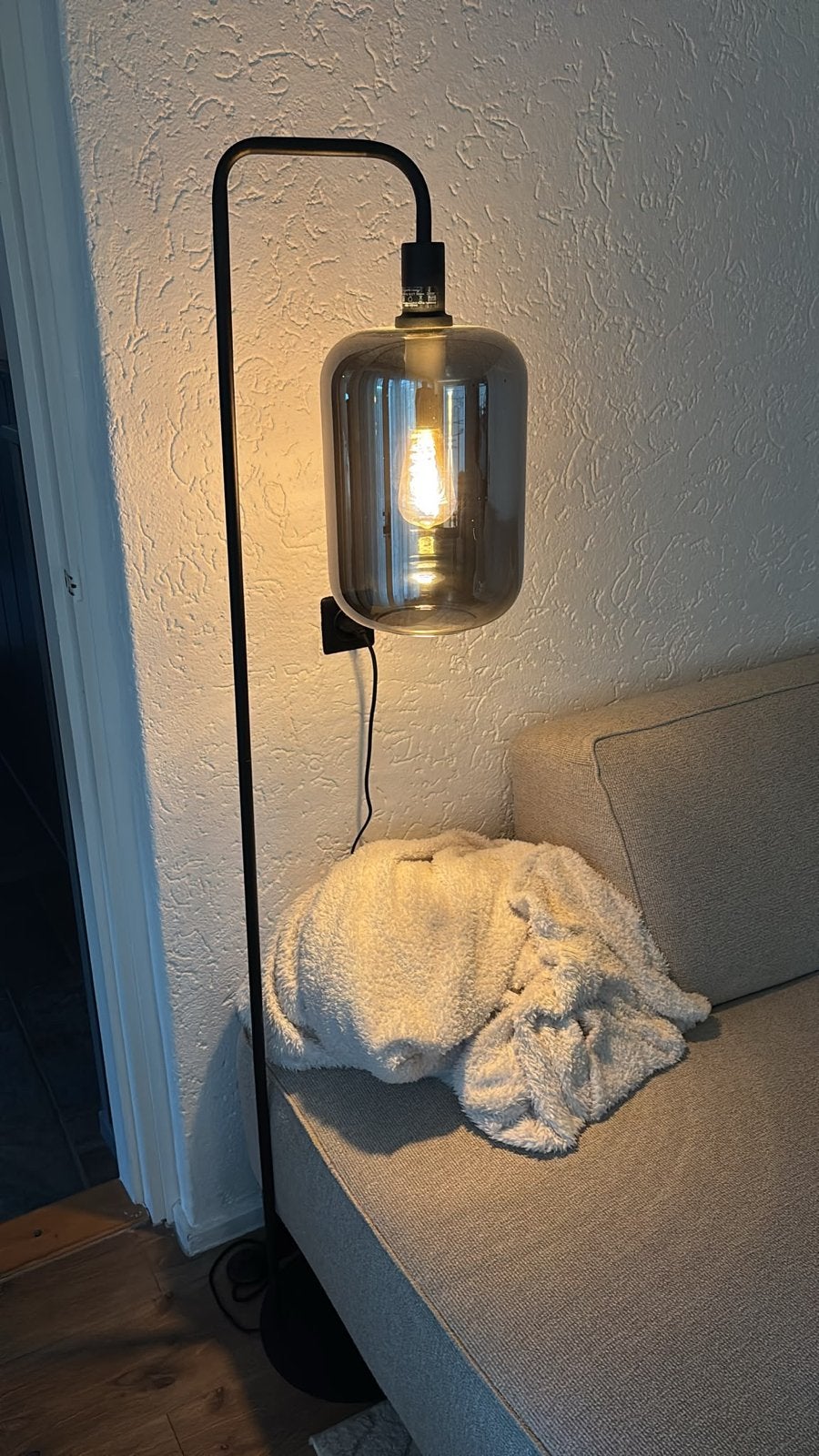 Light & Living Vloerlamp met glazen kap - Zo goed als nieuw, Ophalen, E27 (groot), Zo goed als nieuw, Metaal