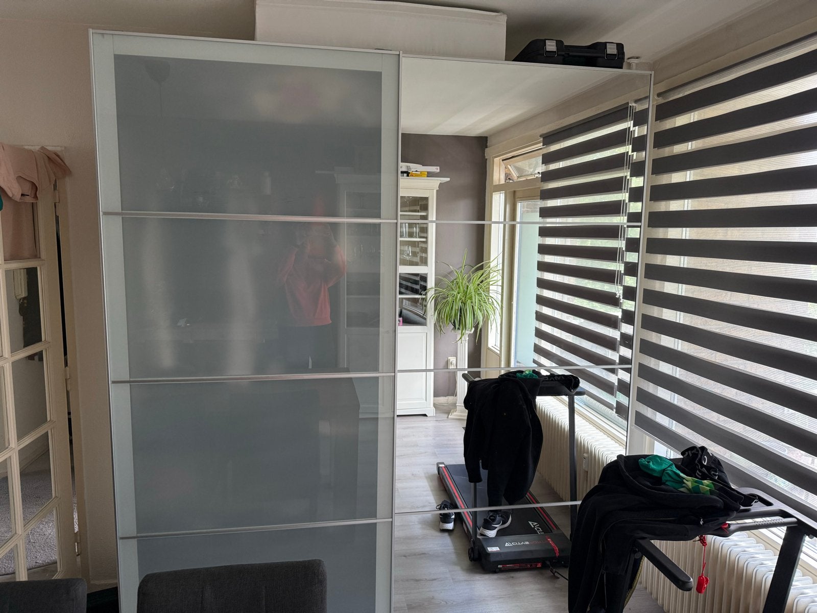 IKEA Pax kast 236x200x60 cm met spiegel en melkglas deuren, Ophalen, Gebruikt, 200 cm of meer, Glas