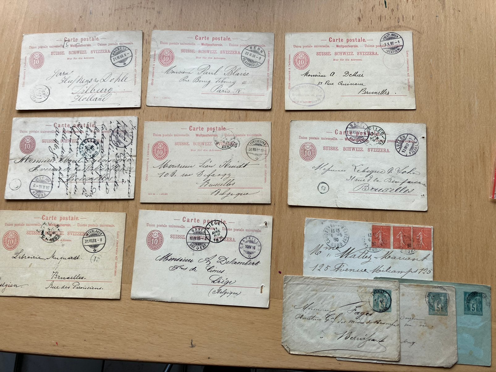 Zwitserland en wat Frankrijk, oude briefkaarten en brieven, Postzegels en Munten, Ophalen of Verzenden