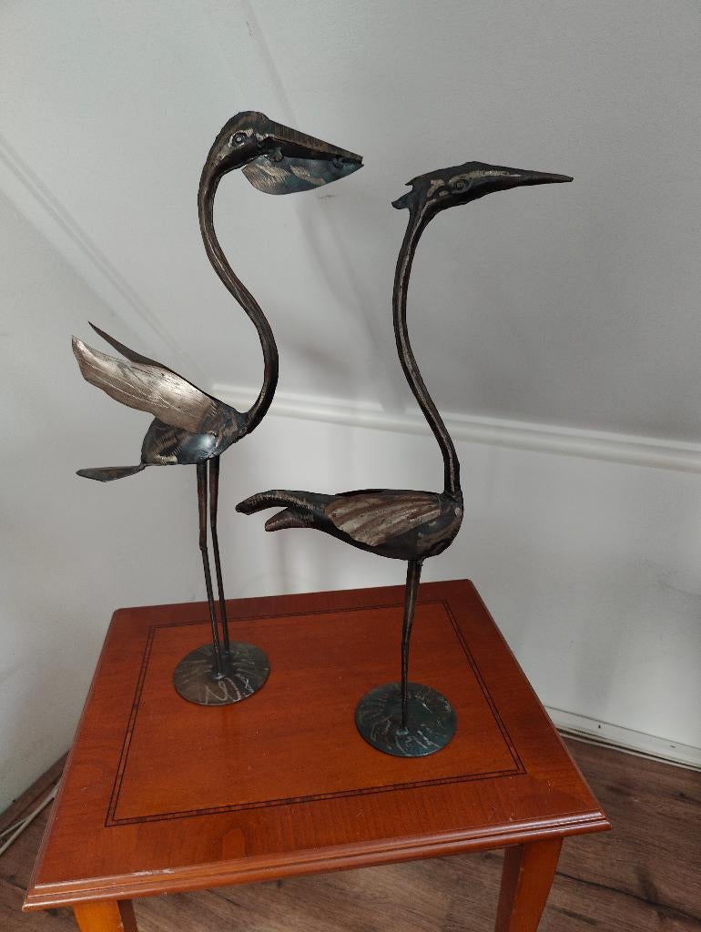 2 x metalen vogel decoratie, Huis en Inrichting, Woonaccessoires | Overige, Overige stijlen, Ophalen of Verzenden, Metaal, Gebruikt