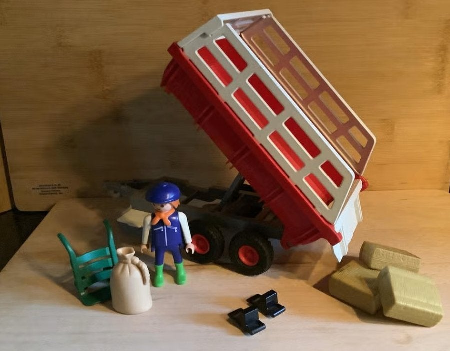 Playmobil 3719 tractor-aanhanger-kiepwagen met boer, Ophalen of Verzenden, Gebruikt