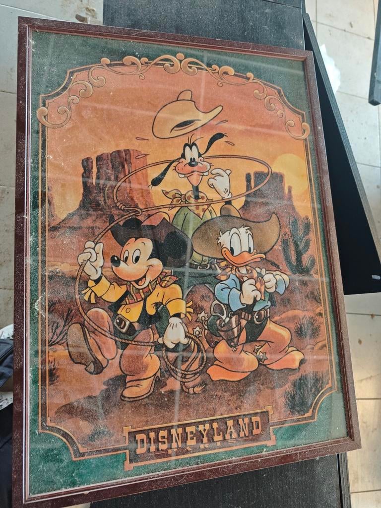 Vintage Disneyland Poster: Mickey, Donald & Goofy Cowboys, Ophalen of Verzenden