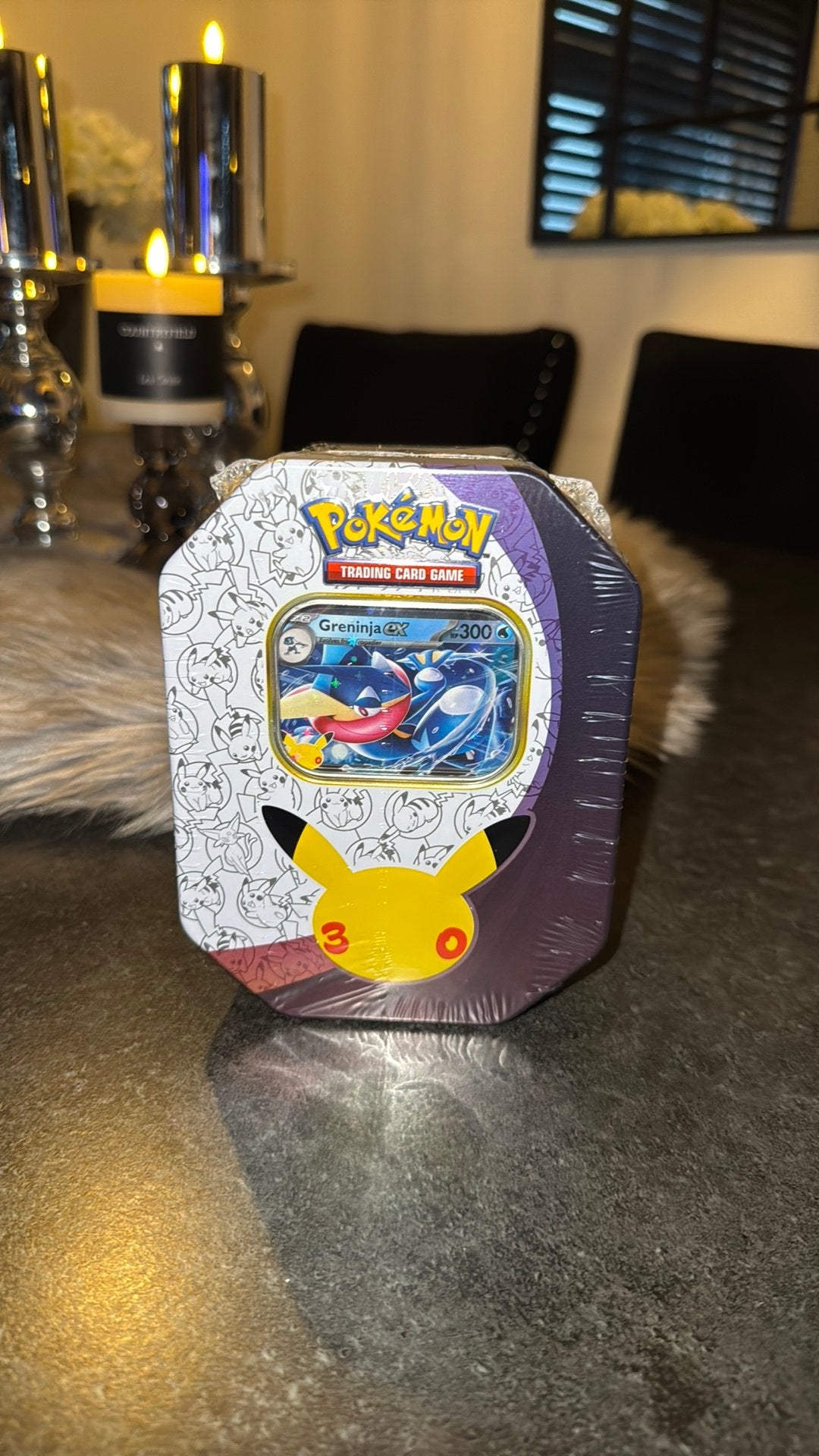 Pokemon 30th Celebration greninja ex tin, Ophalen of Verzenden, Zo goed als nieuw, Overige typen