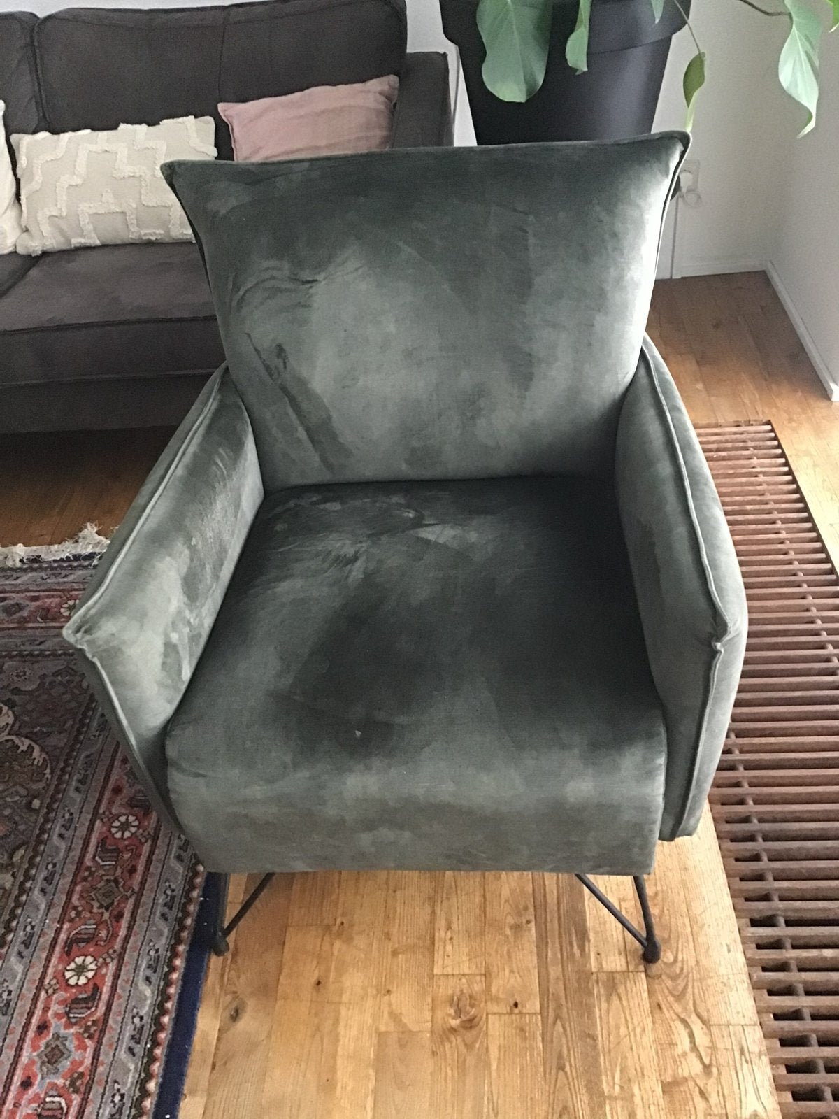 Bronx fauteuil in groen velours, Huis en Inrichting, Fauteuils, Minder dan 75 cm, Ophalen of Verzenden, Zo goed als nieuw, 50 tot 75 cm
