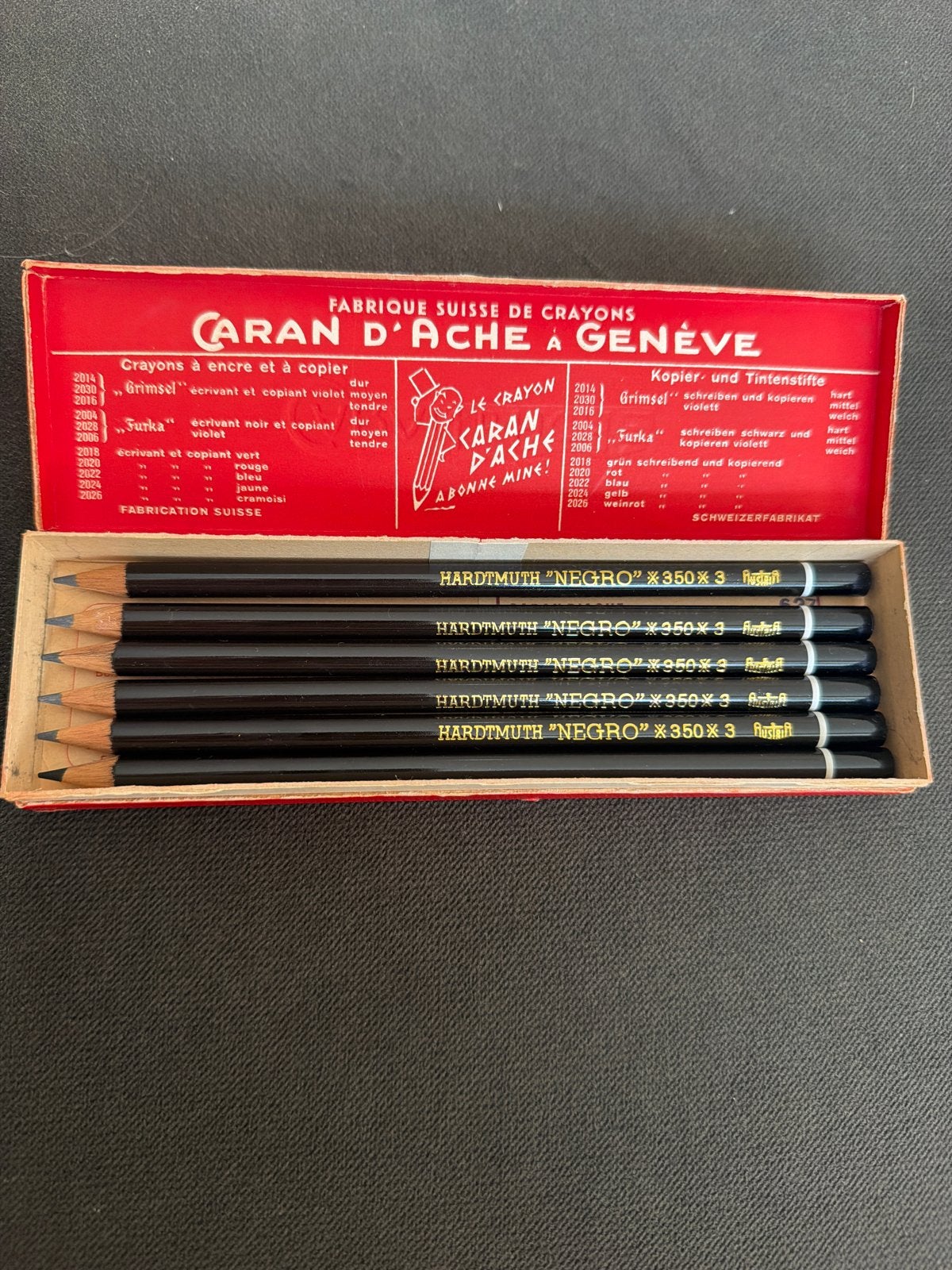 Vintage L.&C. Hardtmuth Negro 350 No. 3 potloden + Caran d'A, Ophalen of Verzenden, Zo goed als nieuw