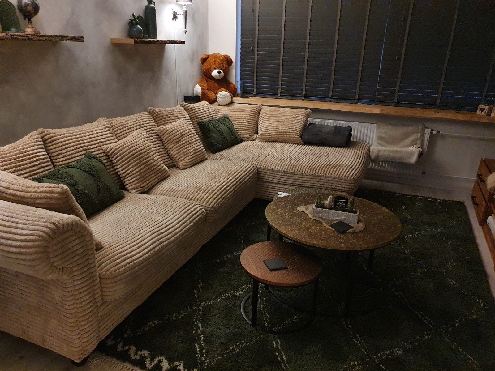 Comfortabele Hoekbank van Ribstof - Zo goed als nieuw, Huis en Inrichting, Banken | Bankstellen, 250 tot 300 cm, 100 tot 125 cm