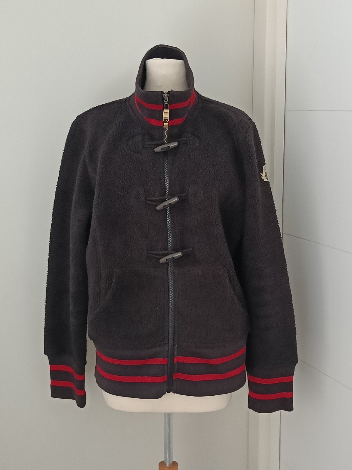 McGregor Fleece Jas - Zwart met Rode Strepen, Maat XL, Kleding | Dames, McGregor, Zwart, Maat 46/48 (XL) of groter, Ophalen of Verzenden