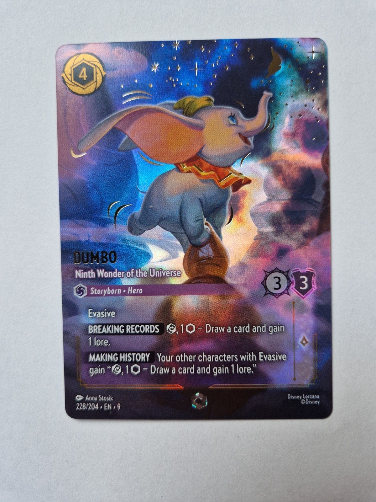Disney lorcana dumbo enchanted van de set fabled, Ophalen of Verzenden, Nieuw, Losse kaart, Foil