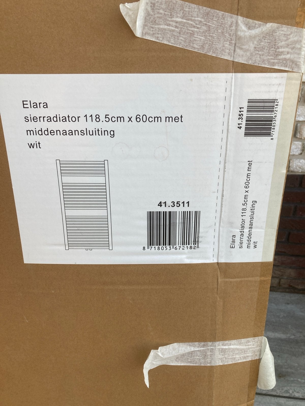 Elara Sierradiator 118.5x60cm wit met middenaansluiting, Ophalen, 500 tot 800 watt, Radiator, Nieuw