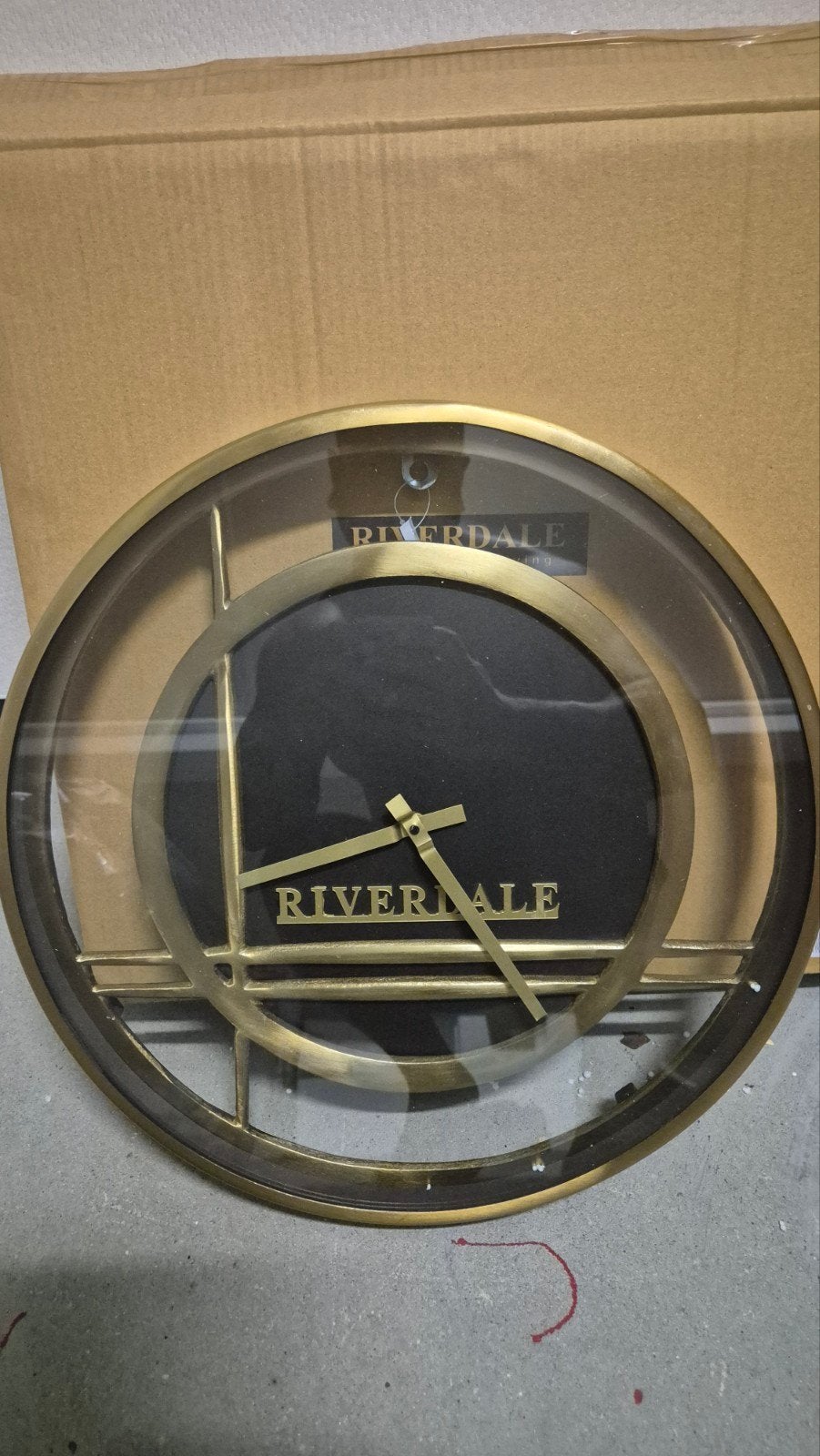Riverdale Wandklok 40cm - Modern Design Goud/Zwart, Ophalen, Goud, Wandklok, Analoog