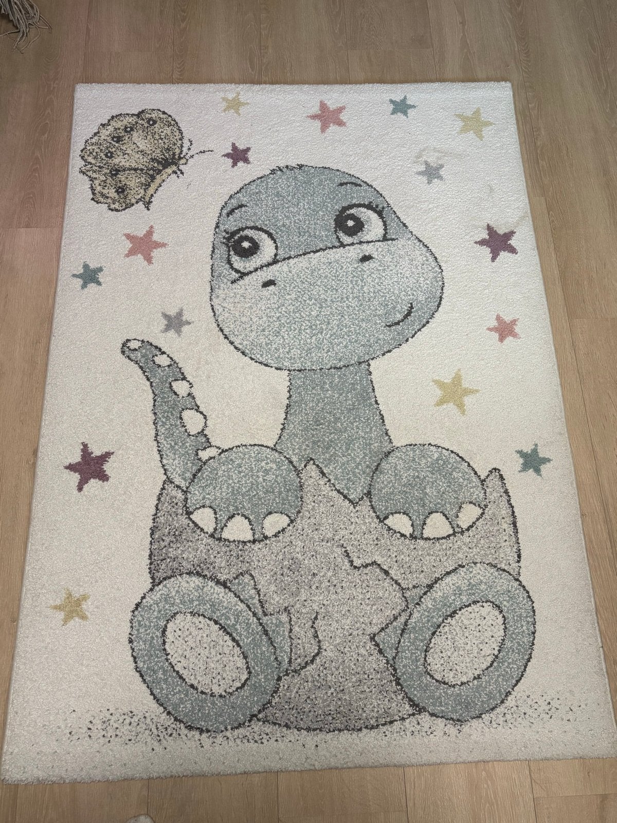 Kinderkleed met schattige dinosaurus en sterren, Ophalen, 100 tot 150 cm, Wit, Zo goed als nieuw