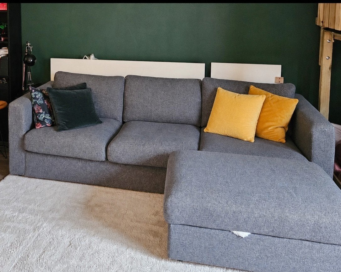 IKEA VIMLE 3-zitsbank met voetenbank/opbergruimte, Huis en Inrichting, Ophalen, 250 tot 300 cm, Gebruikt, Driepersoons