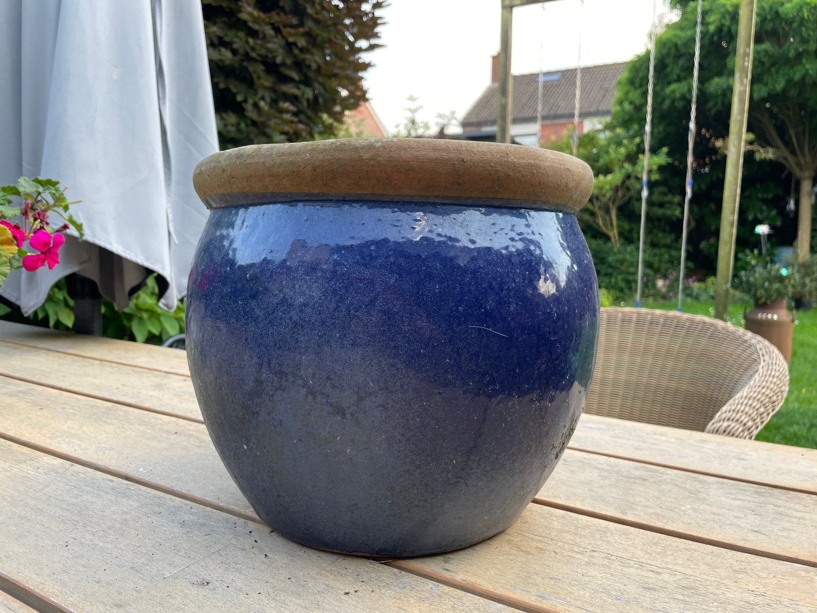 Mooie bloempot voor buiten, Gebruikt, Rond, Minder dan 40 cm, Aardewerk
