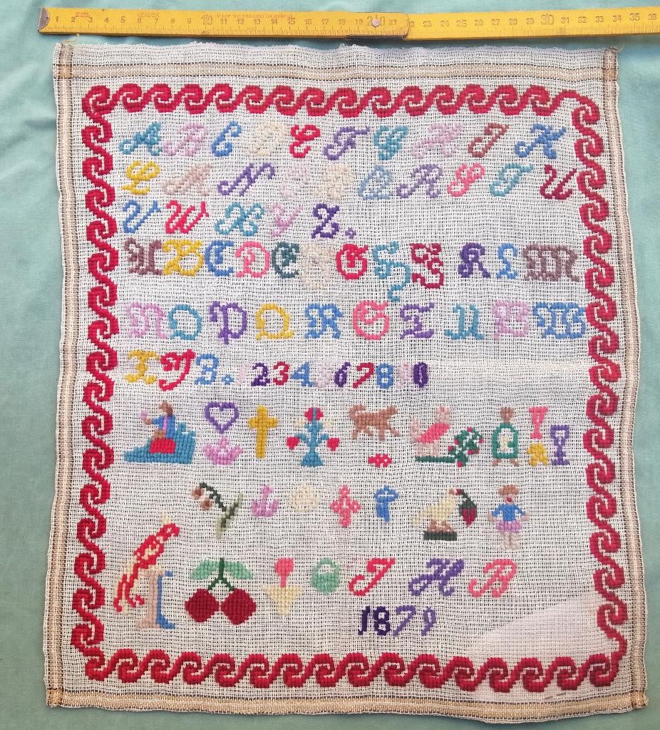 Merklap letterlap 1879, Antiek en Kunst, Ophalen of Verzenden