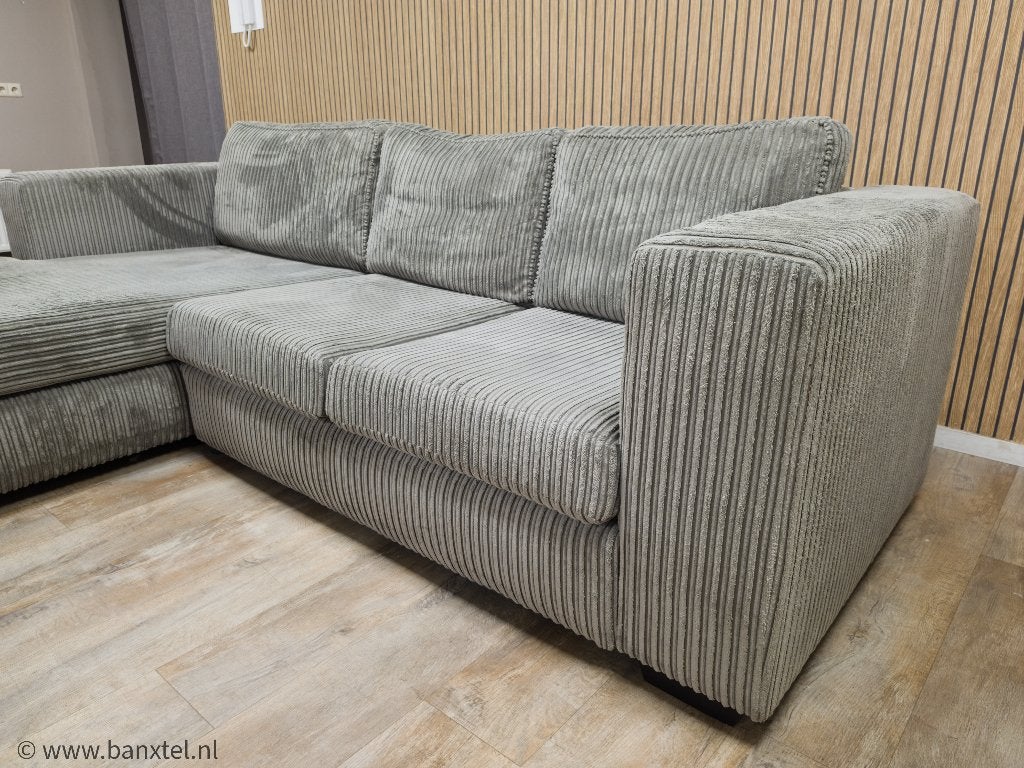 Zeer Mooi Grijs Ribstof Hoekbank !!!, Info@banxtel.nl, Gebruikt, Ribstof Hoekbank, Hoekbank